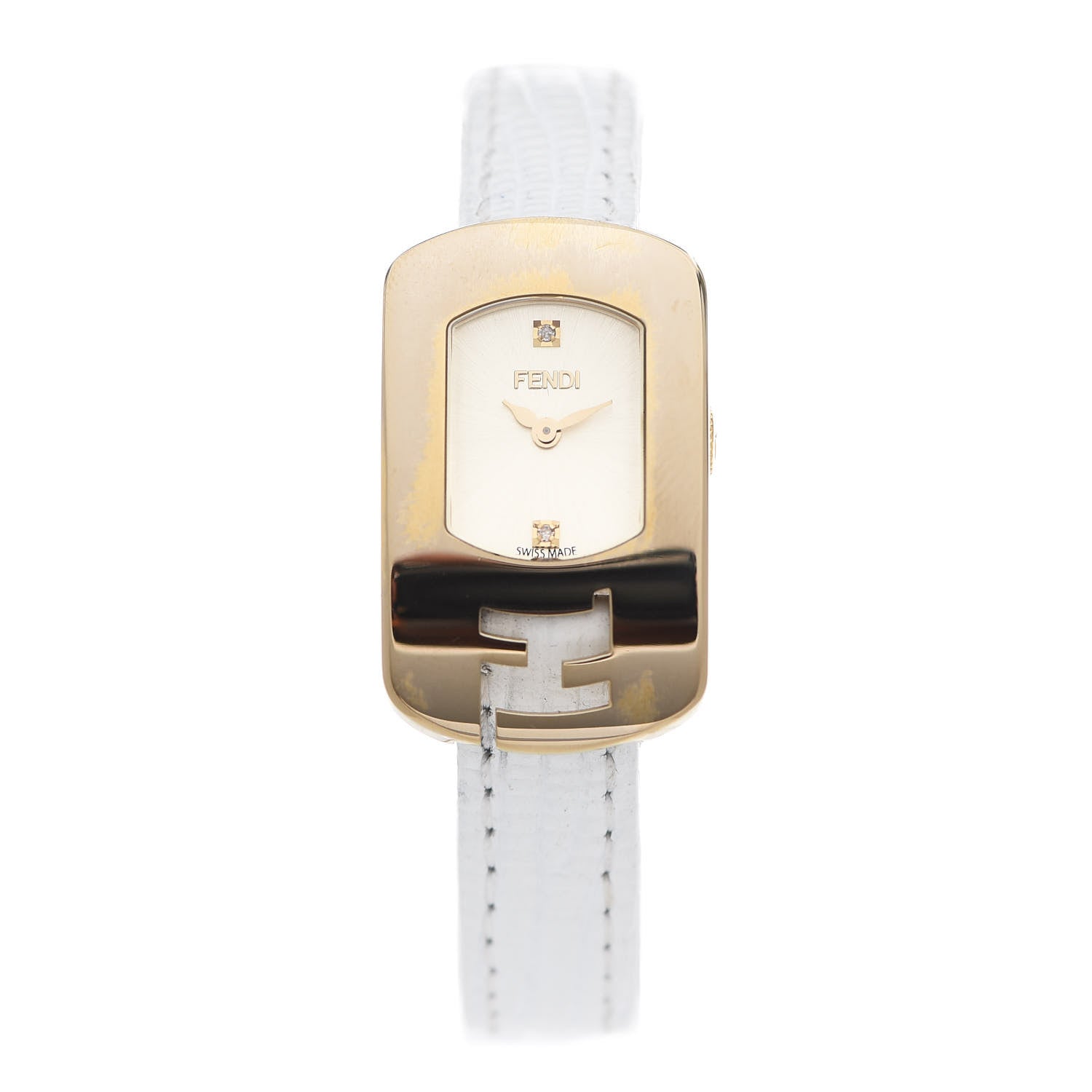 Fendi Stainless Steel Calfskin Diamond 29mm Chameleon Quartz Watch White 1 of 6