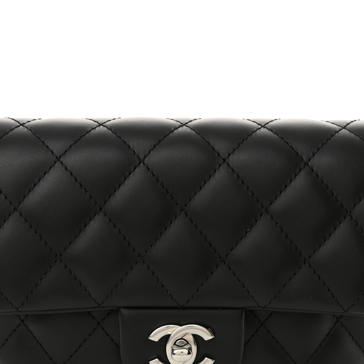Calfskin Quilted CC Uniform Flap Belt Bag Black