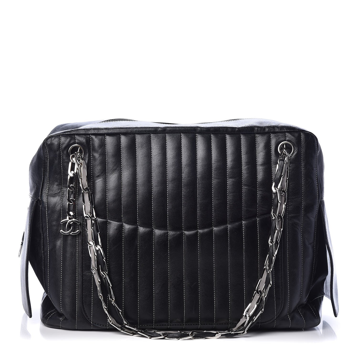 Chanel Lambskin Vertical Quilted Mademoiselle Camera Case Black 1 of 10