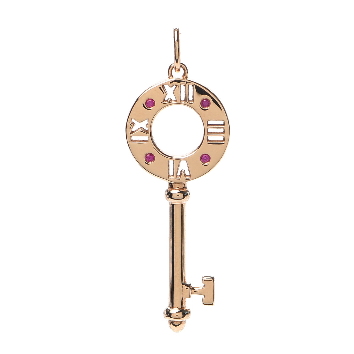 Tiffany 18K Rose Gold Ruby Atlas Pierced Key Pendant 1 of 4