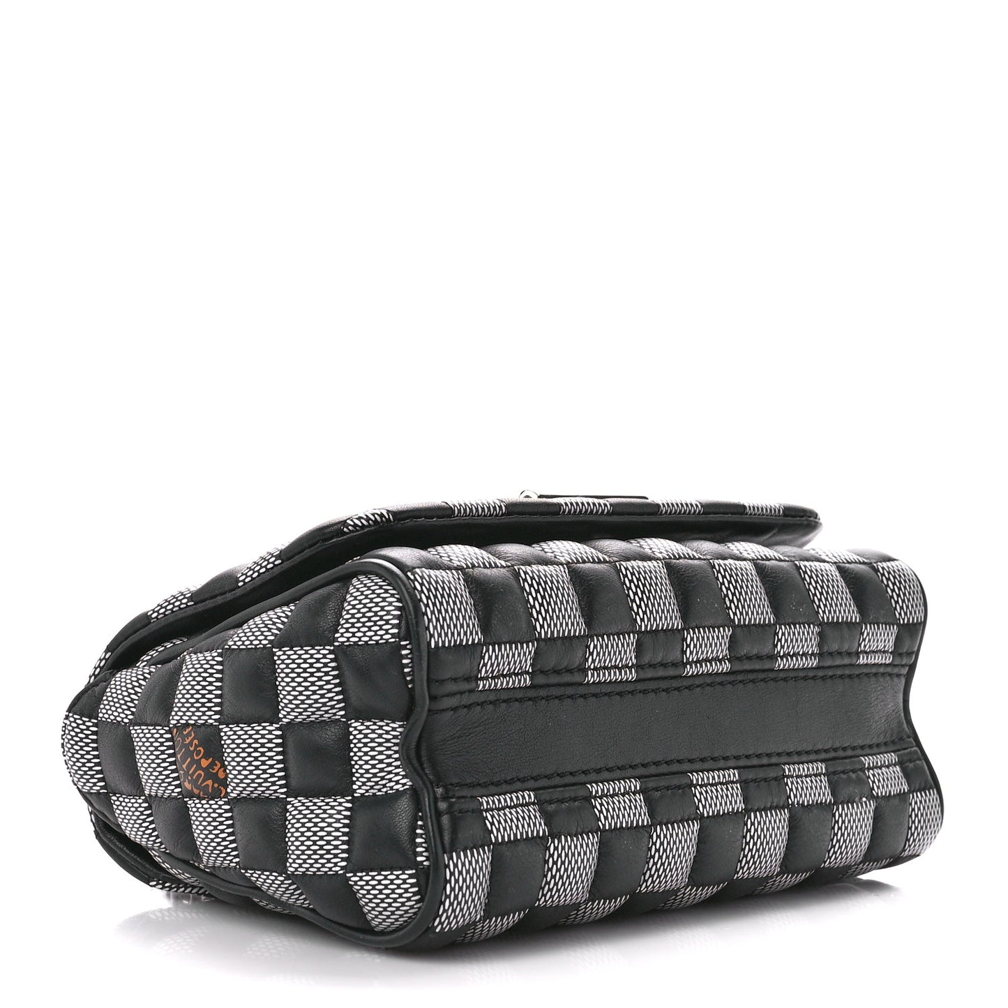 Calfskin Damier Twist Shoulder Bag BB Black White