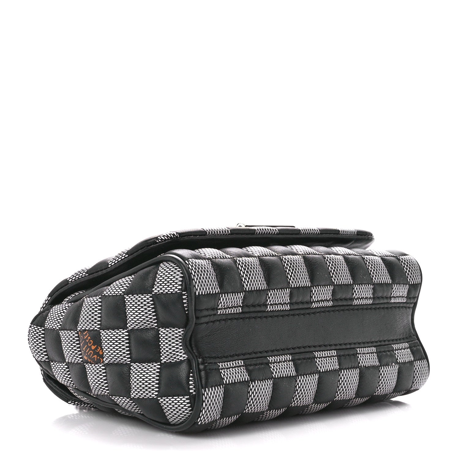 Louis Vuitton Calfskin Damier Twist Shoulder Bag BB Black White 5 of 11
