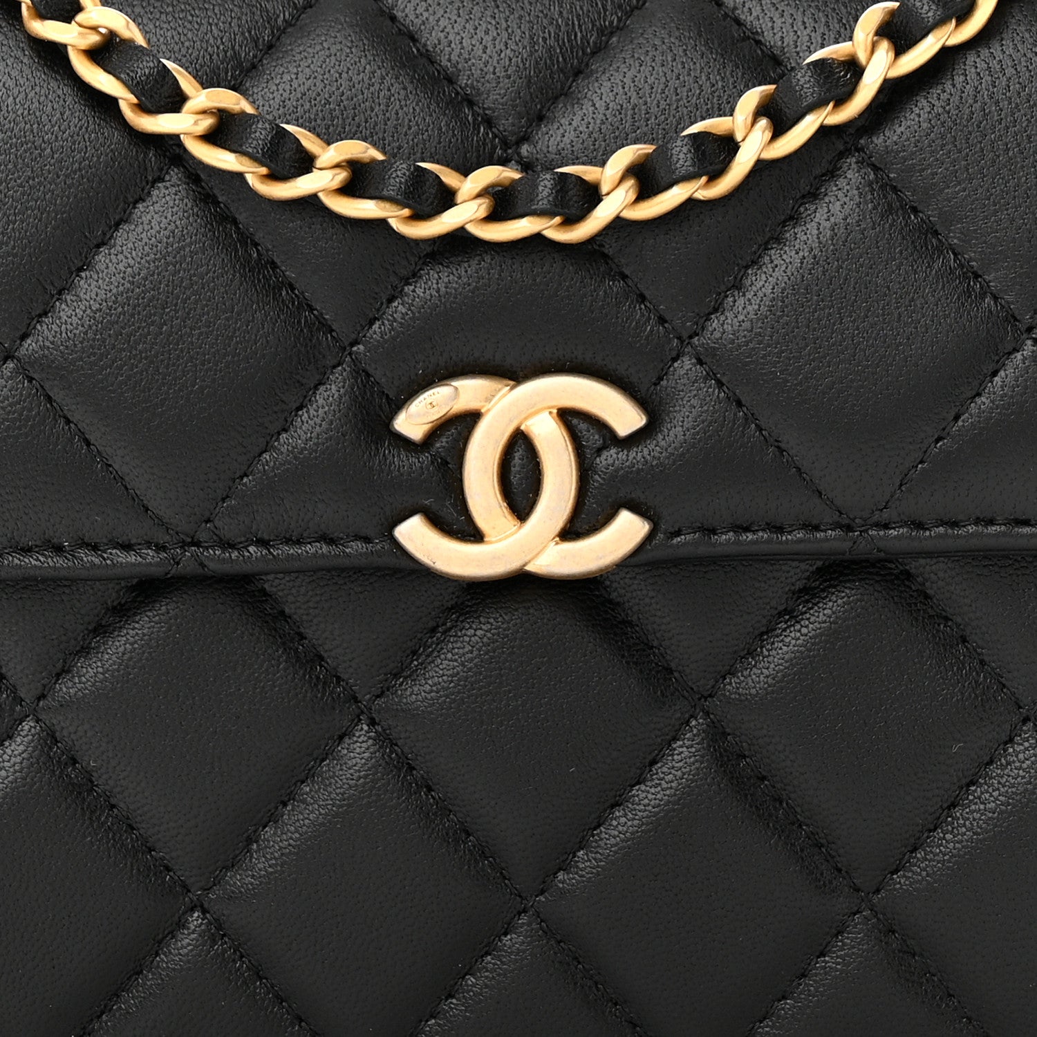 Chanel Lambskin Enamel Quilted Top Handle Flap With Chain Black 8 of 11