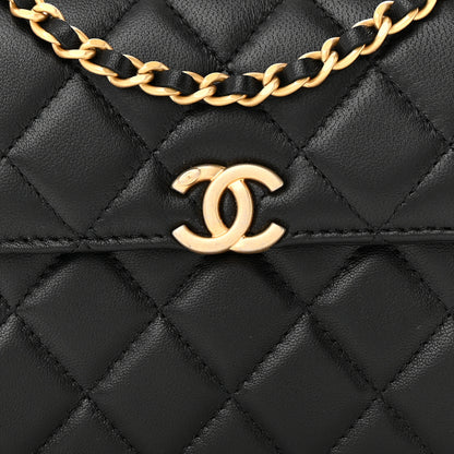 Chanel Lambskin Enamel Quilted Top Handle Flap With Chain Black 8 of 11