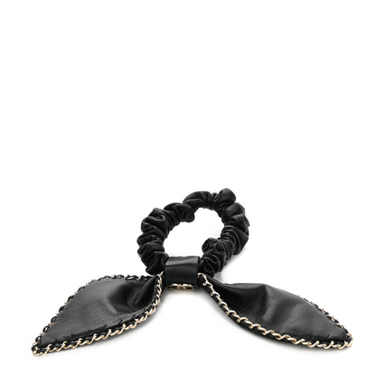 Chanel Lambskin Chain CC Hair Bow Tie Black Gold 2 of 3