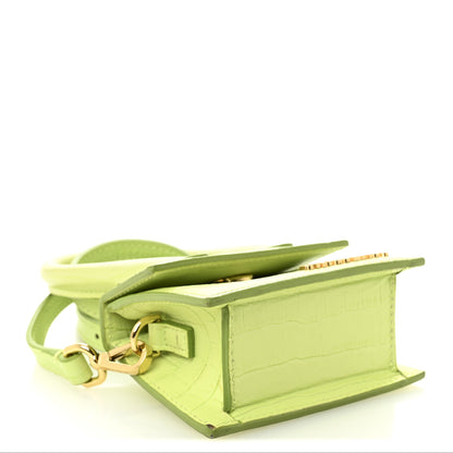 Jacquemus Calfskin Crocodile Embossed Le Chiquito Light Green 4 of 14