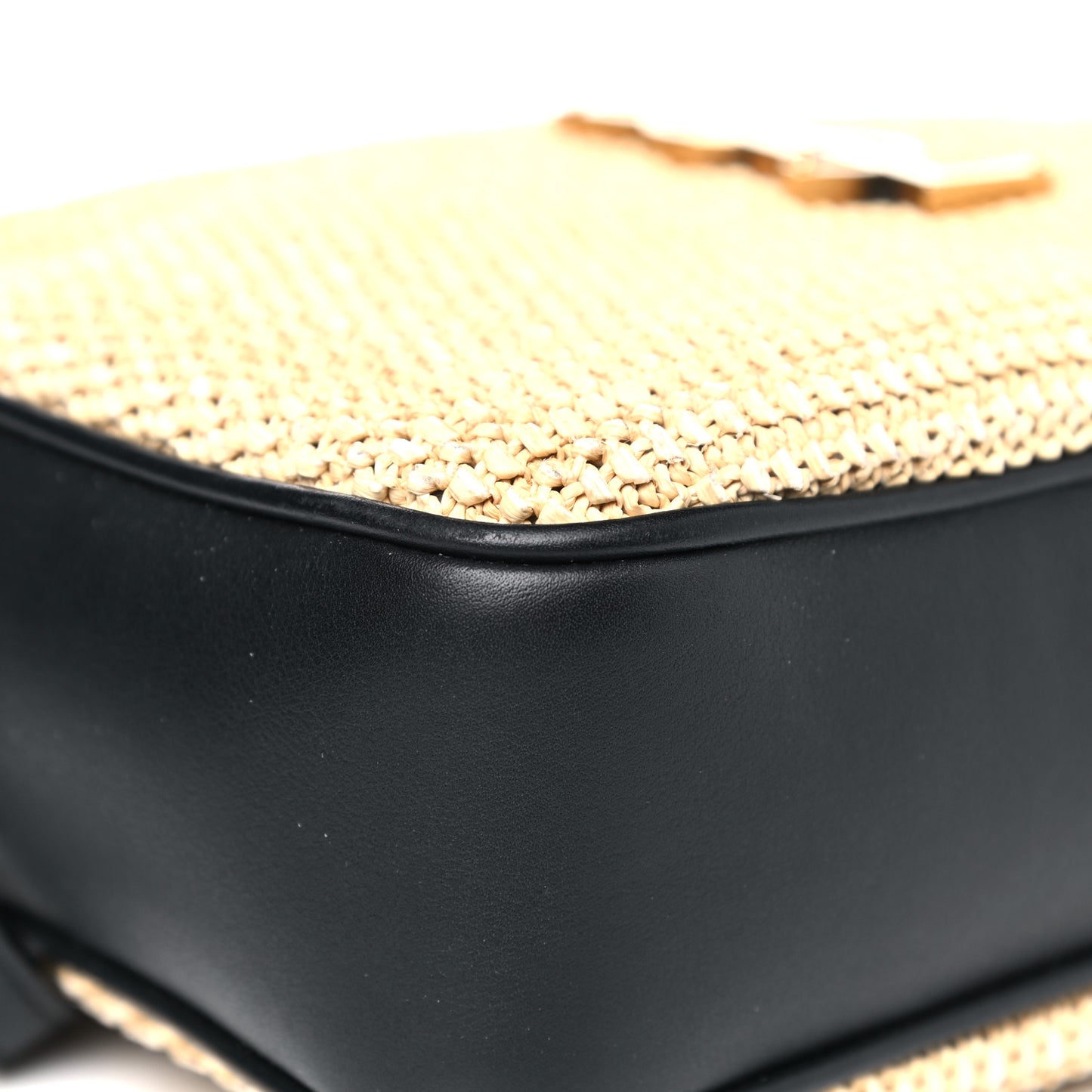 Raffia Canvas Monogram Lou Camera Bag Beige Black