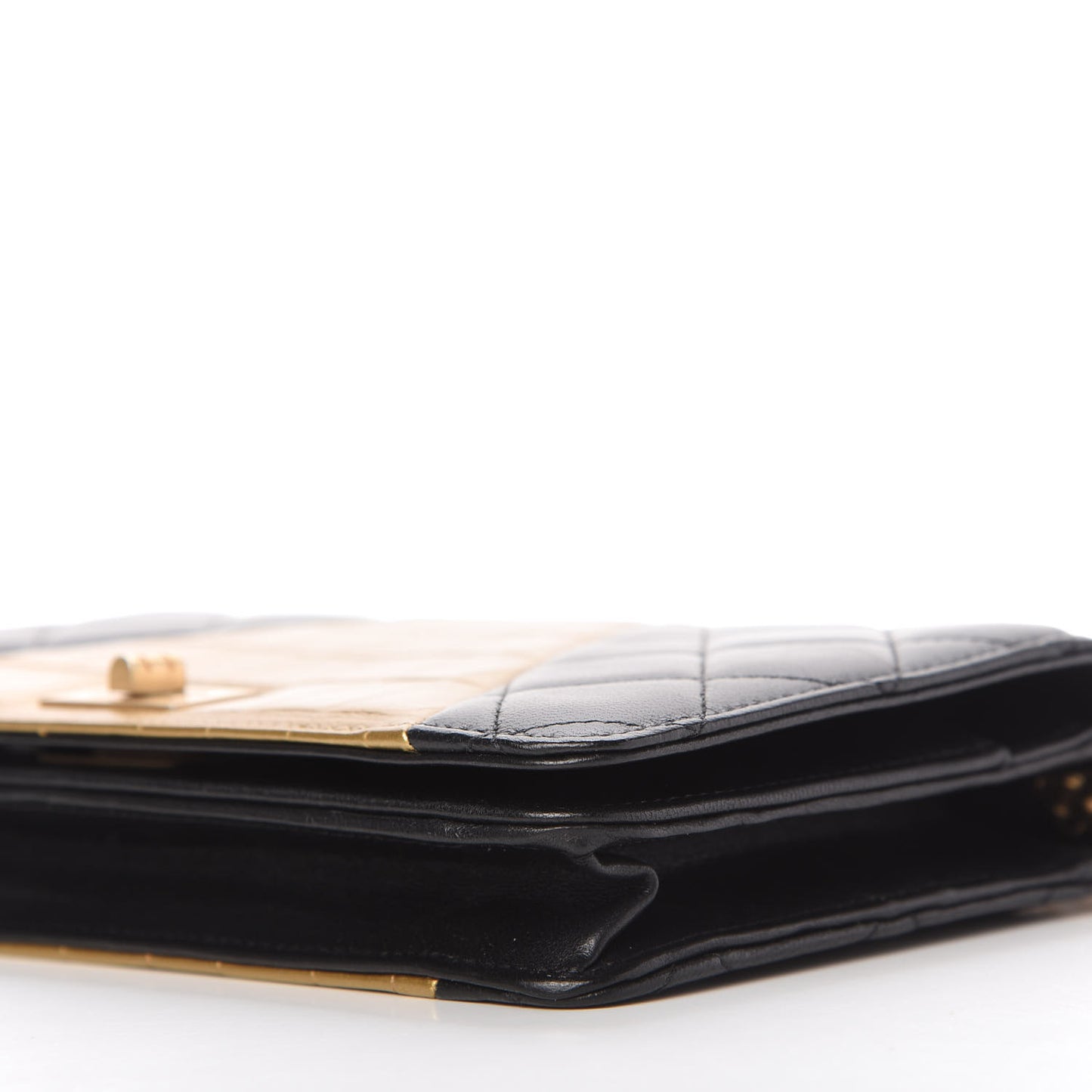 Lambskin Metallic Calfskin Crocodile Embossed 2.55 Reissue Wallet On Chain WOC Black Gold