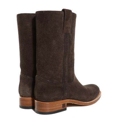 Chanel Suede Logo Boots 37.5 Brown 4 of 8