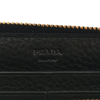 Prada Vitello Daino Zip Around Wallet Black 6 of 8