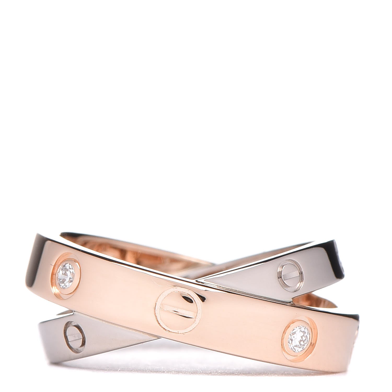 Cartier 18K Pink White Gold 6 Diamonds LOVE Ring 46 3.75 3 of 5