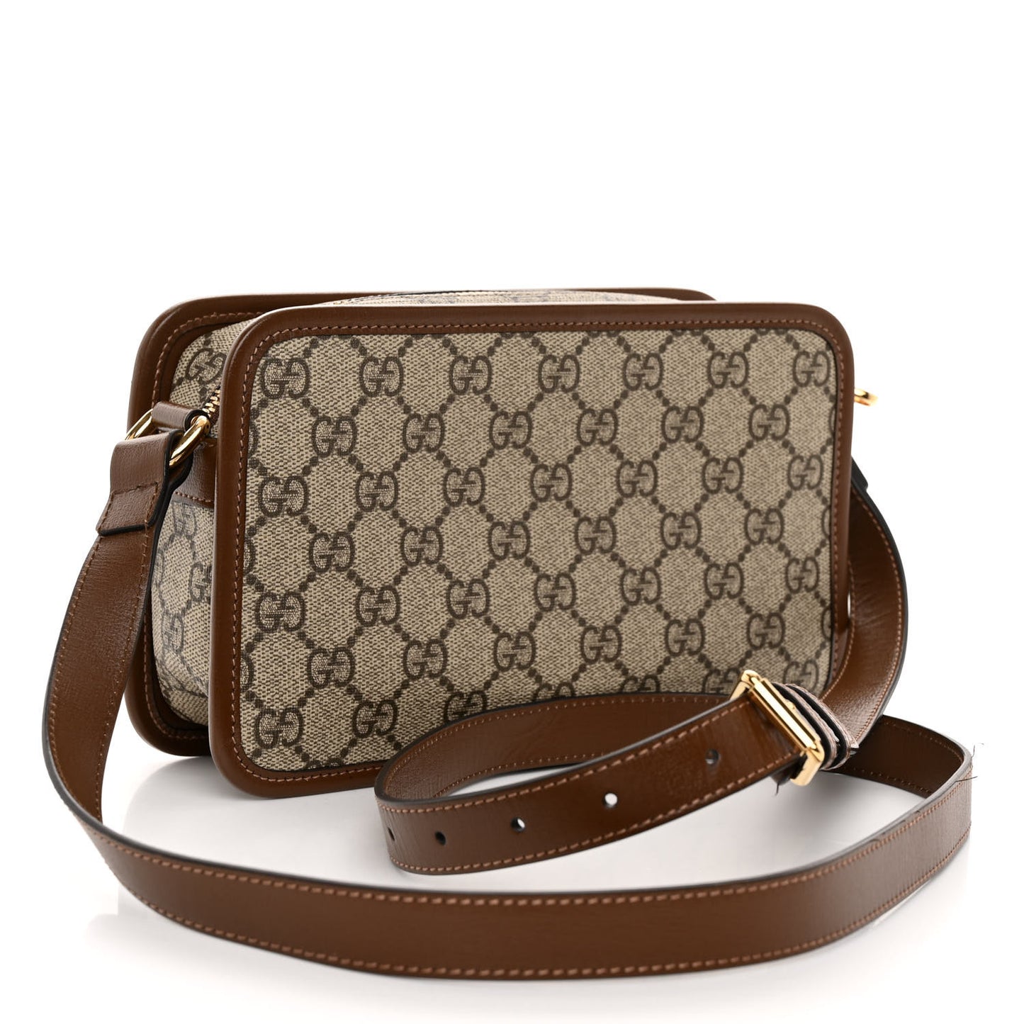 GG Supreme Monogram Azalea Calfskin Mini Retro Interlocking G Shoulder Bag Beige Ebony Brown Sugar