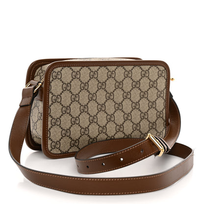 Gucci GG Supreme Monogram Azalea Calfskin Mini Retro Interlocking G Shoulder Bag Beige Ebony Brown Sugar 3 of 9