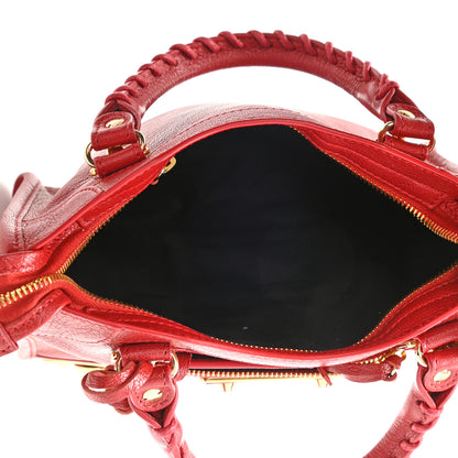 Balenciaga Chevre Gold Metallic Edge Hardware Mini City Rouge Groseille 5 of 10