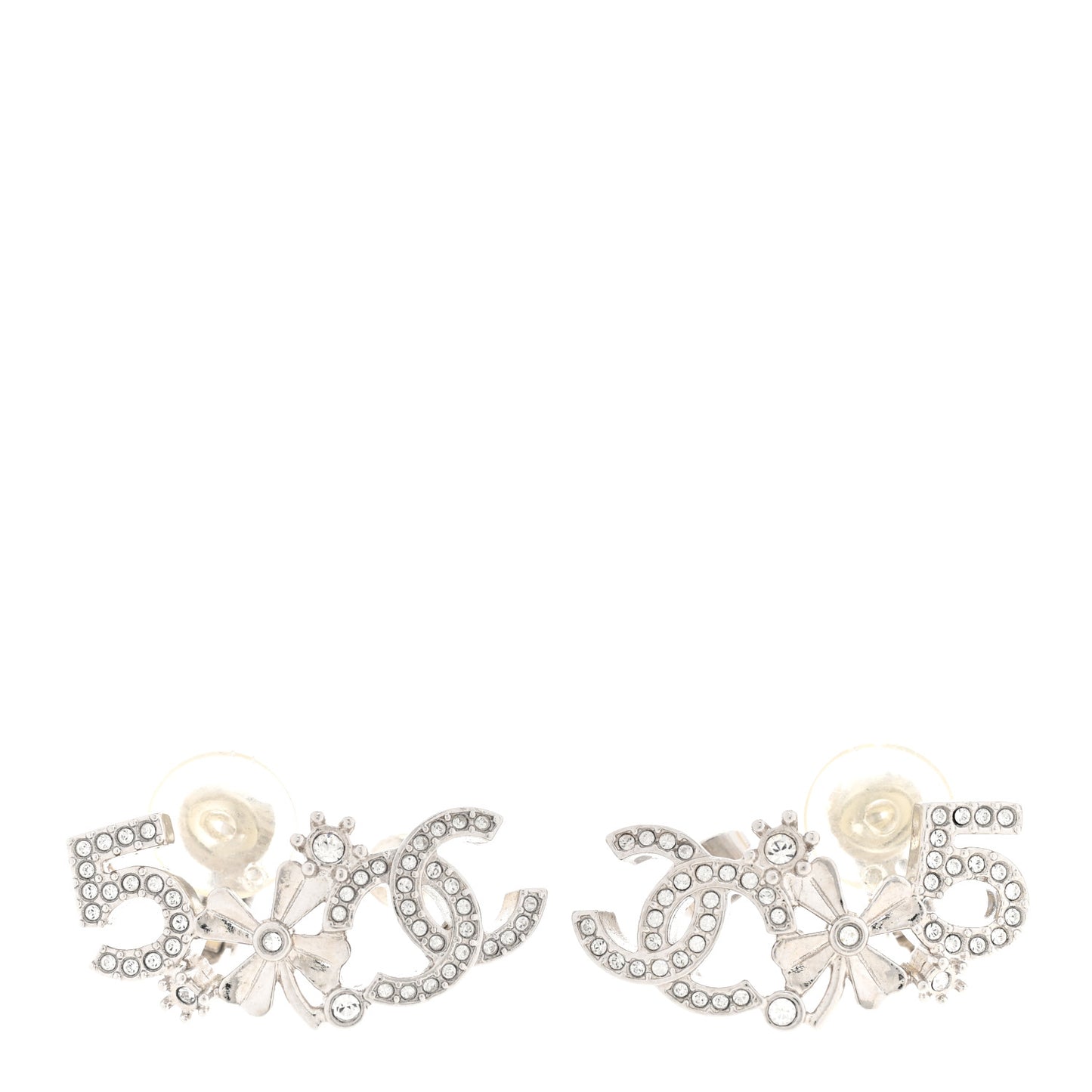Crystal Star 5 CC Earrings Silver