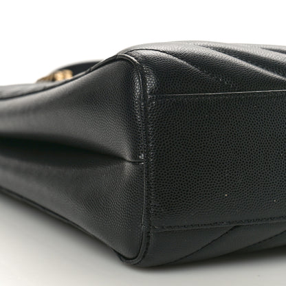 Saint Laurent Grain de Poudre Matelasse Chevron Medium Tribeca Shopping Bag Black 7 of 9
