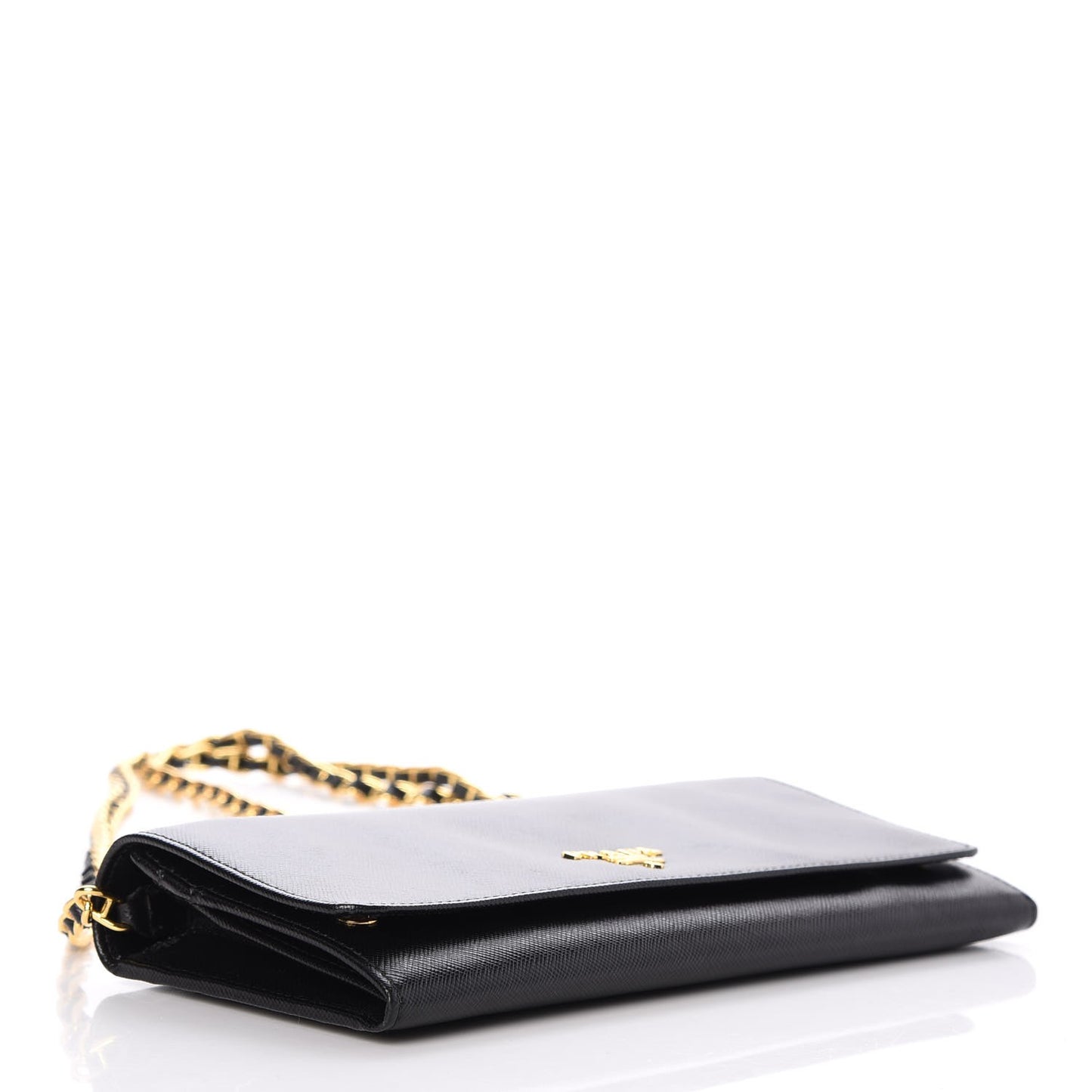 Saffiano Metal Oro Chain Wallet Nero Black