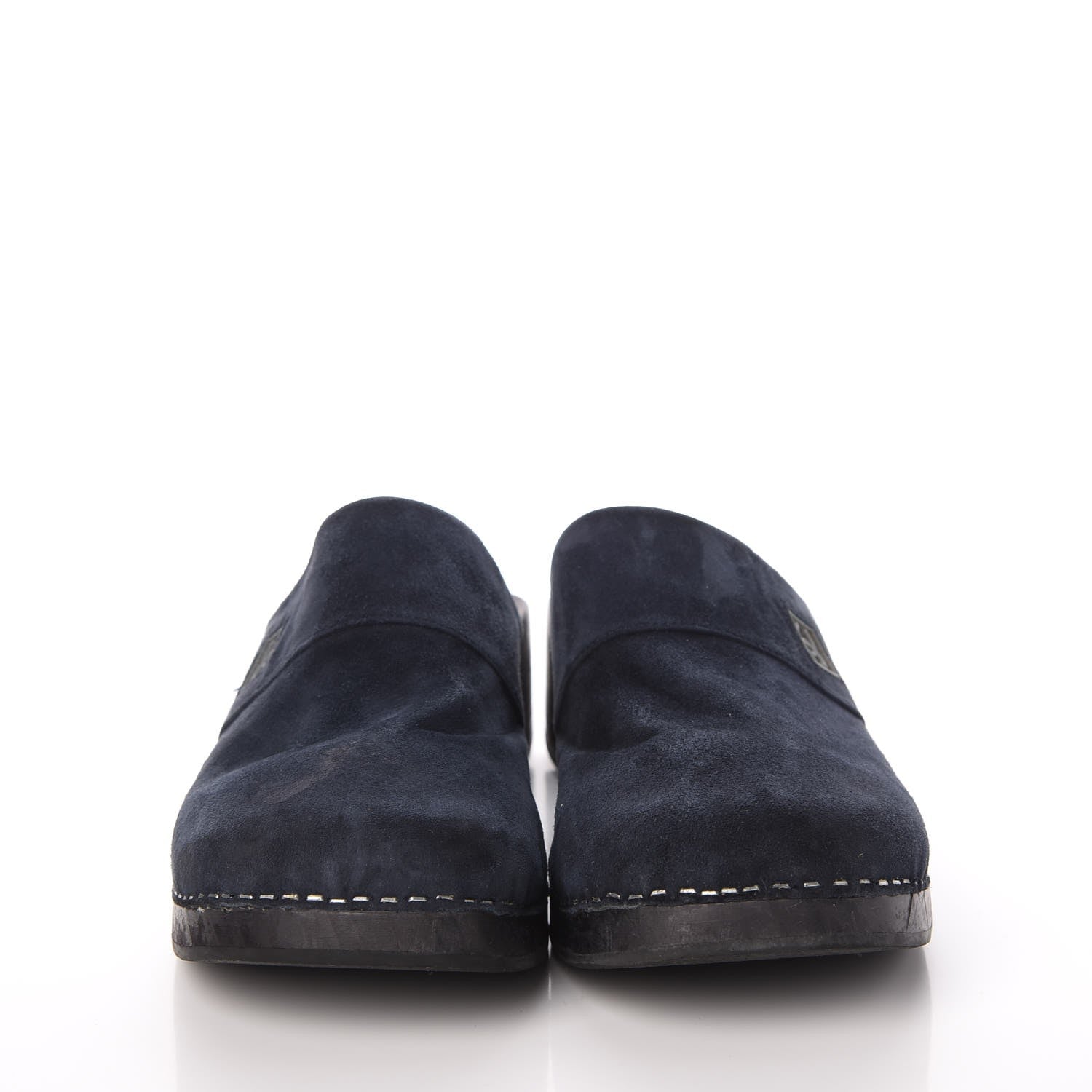 Chanel Suede CC Clogs 40 Dark Navy Blue 2 of 17