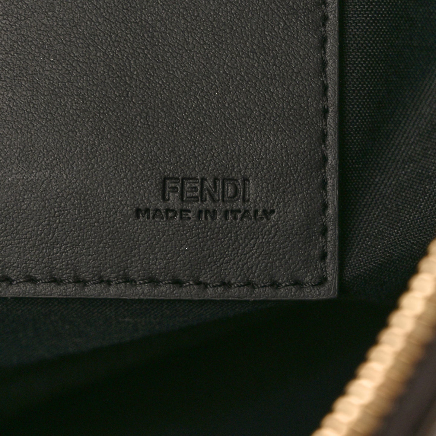 Glazed Fabric Vitello Century FF 1974 Stamp Patch Large Flat Pouch Mogano Panna Black