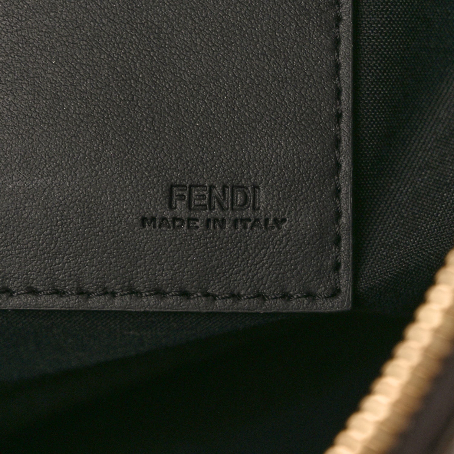 Fendi Glazed Fabric Vitello Century FF 1974 Stamp Patch Large Flat Pouch Mogano Panna Black 6 of 8