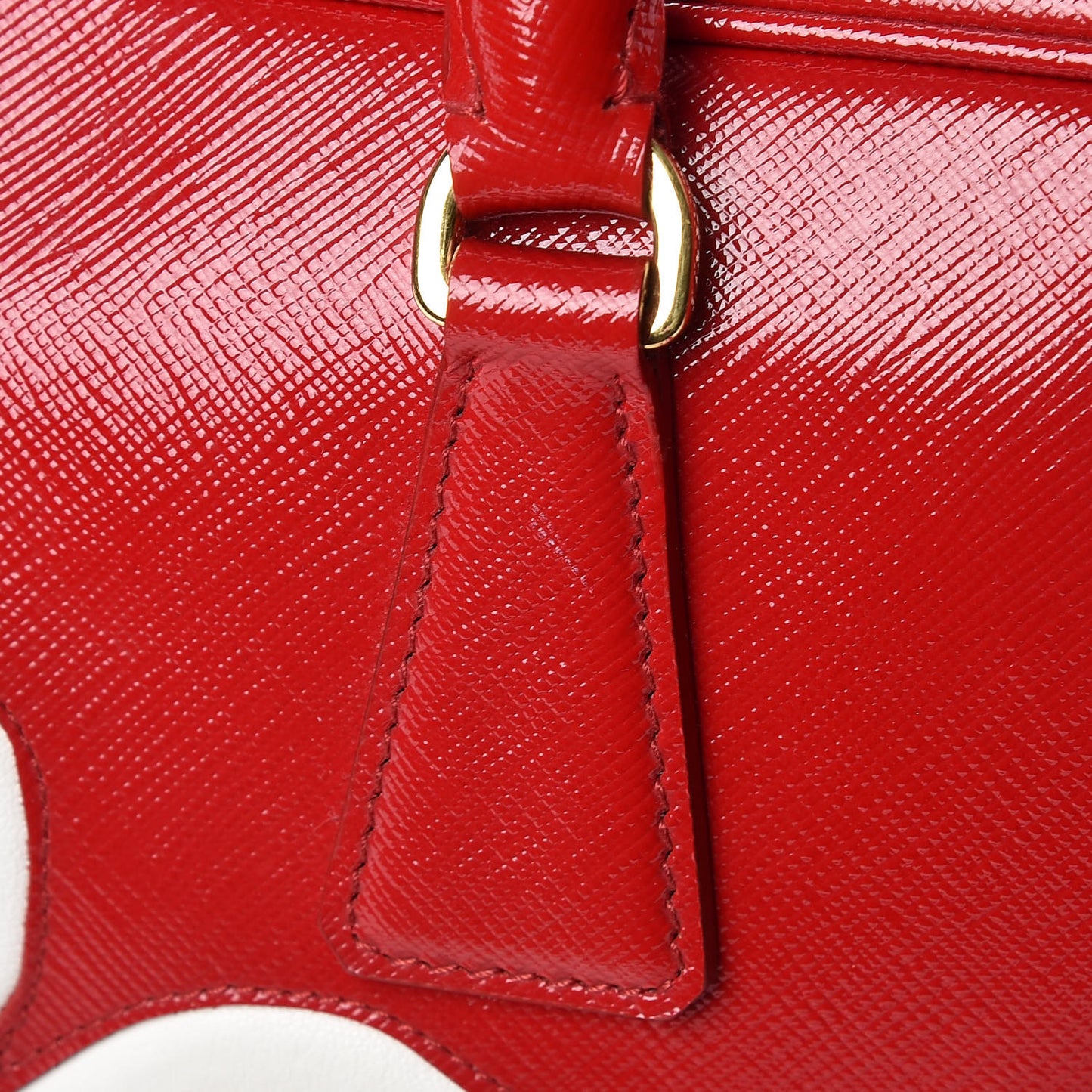 Saffiano Vernice Floral Bauletto Bag Rosso Bianco
