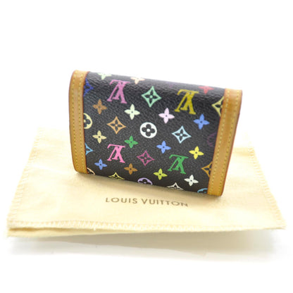 Louis Vuitton Monogram Multicolor Porte-Monnaie Plat Coin Purse Black 5 of 8
