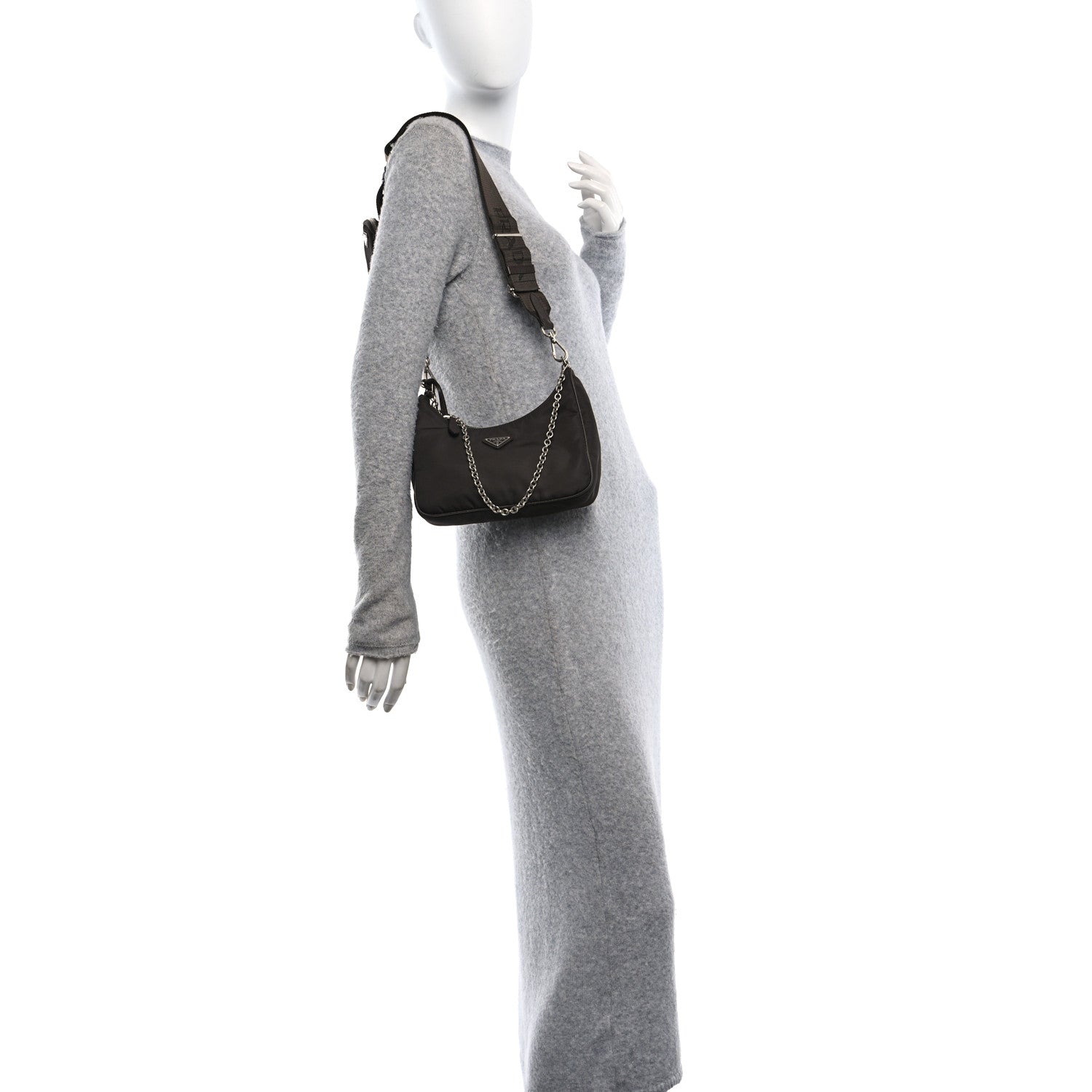 Prada Tessuto Nylon Saffiano Re-Edition 2005 Shoulder Bag Cacao 3 of 10