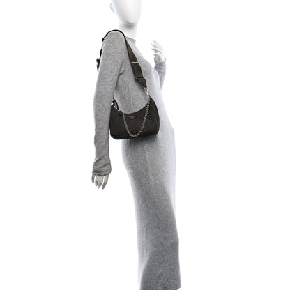 Prada Tessuto Nylon Saffiano Re-Edition 2005 Shoulder Bag Cacao 3 of 10