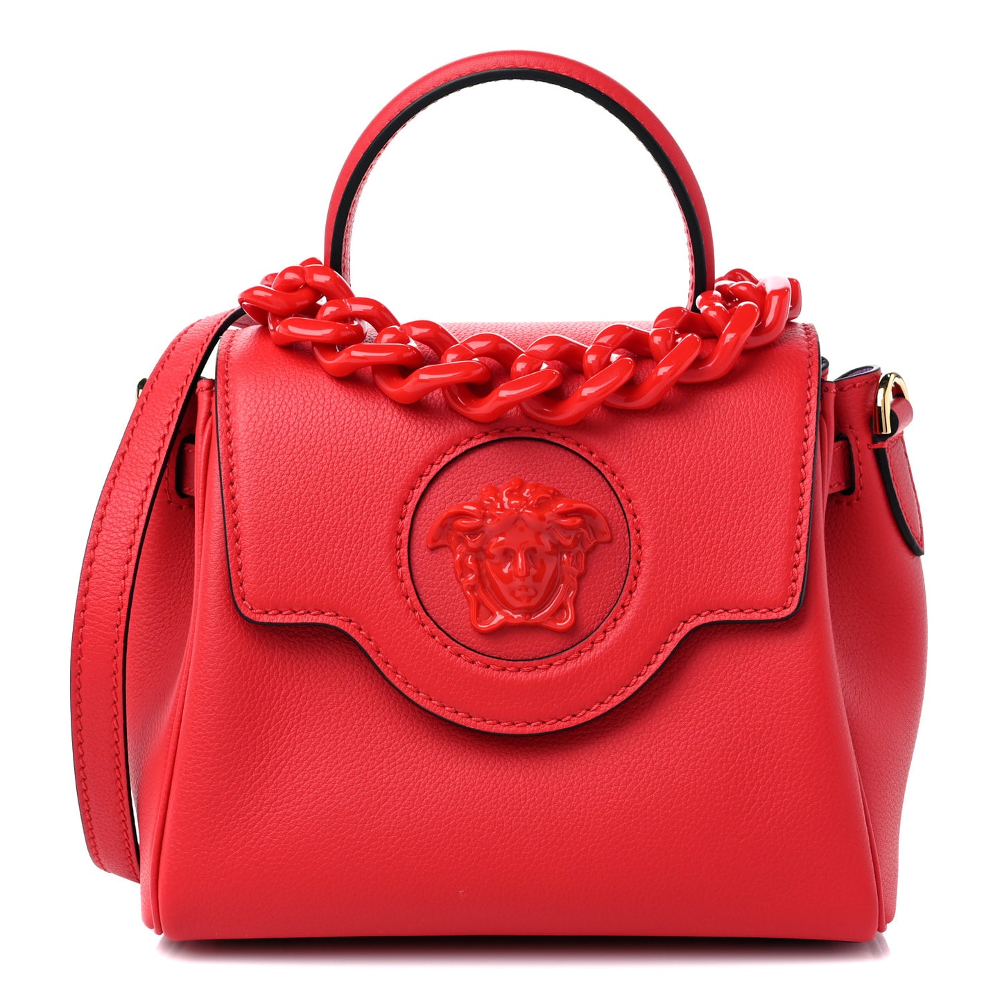 Calfskin Small La Medusa Top Handle Handbag Red
