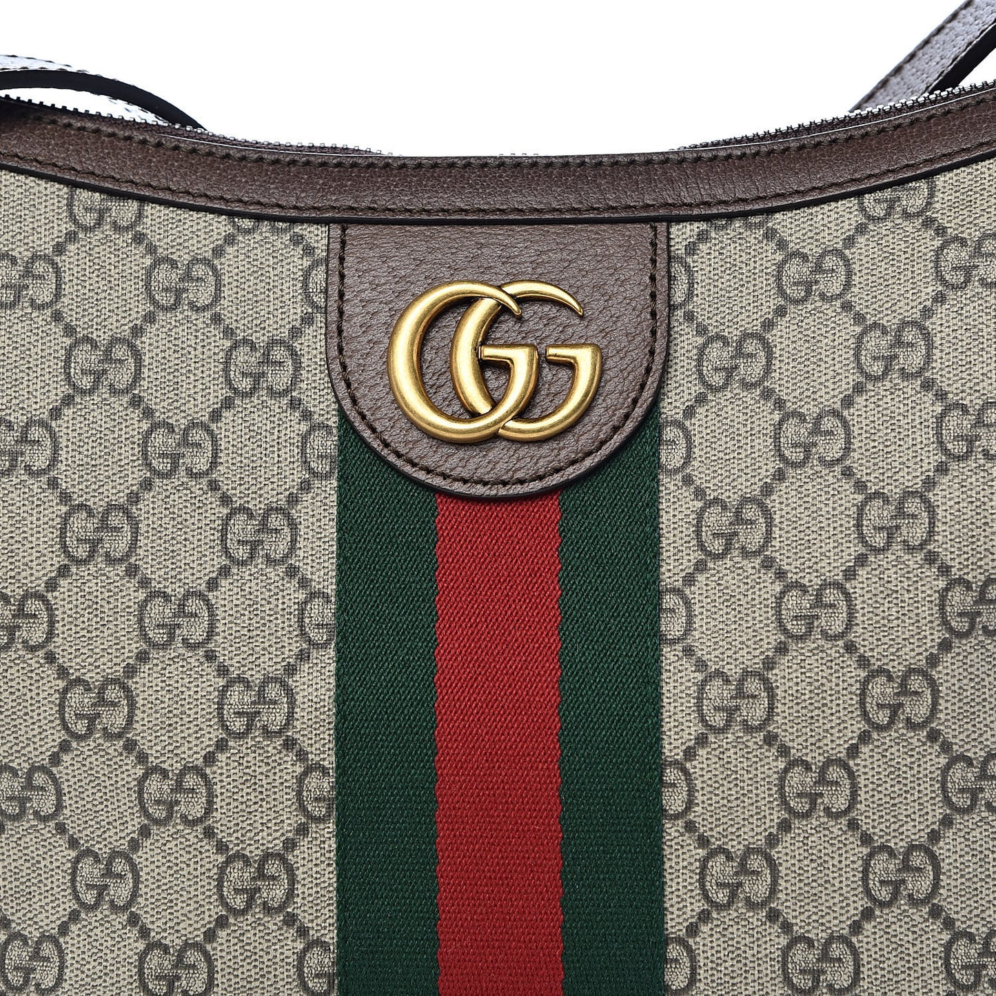 GG Supreme Monogram Web Small Ophidia Half Moon Hobo Brown