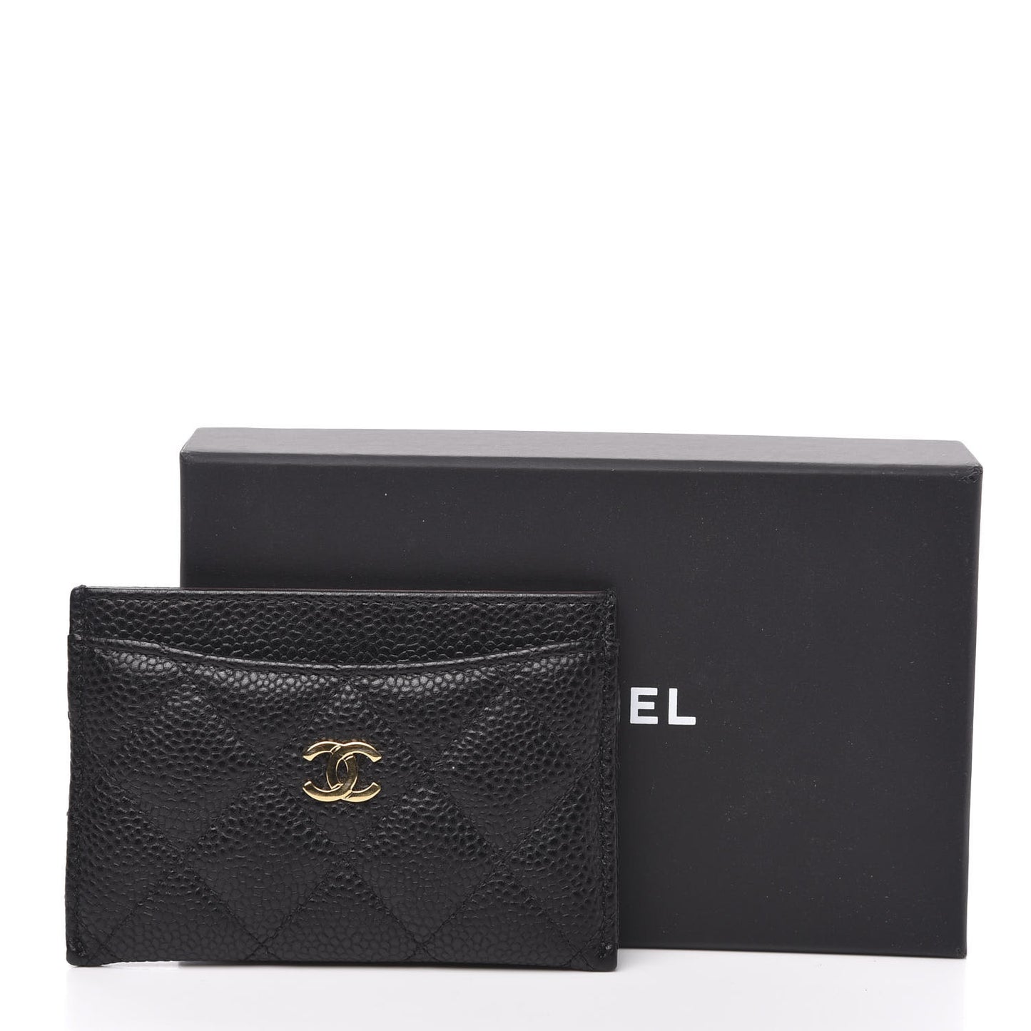 Caviar Quilted Card Holder Black