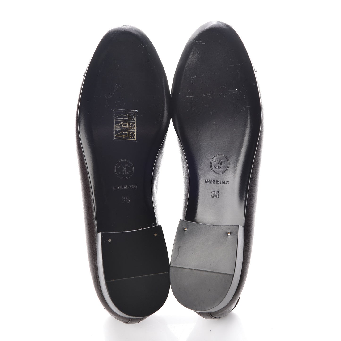 Lambskin CC Cap Toe Ballerina Flats 36 Brown Black