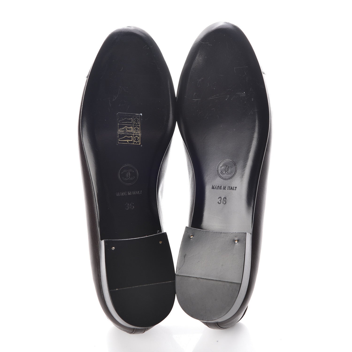 Chanel Lambskin CC Cap Toe Ballerina Flats 36 Brown Black 5 of 12