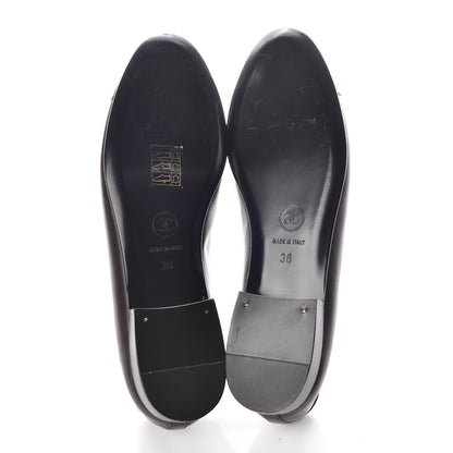 Chanel Lambskin CC Cap Toe Ballerina Flats 36 Brown Black 5 of 12