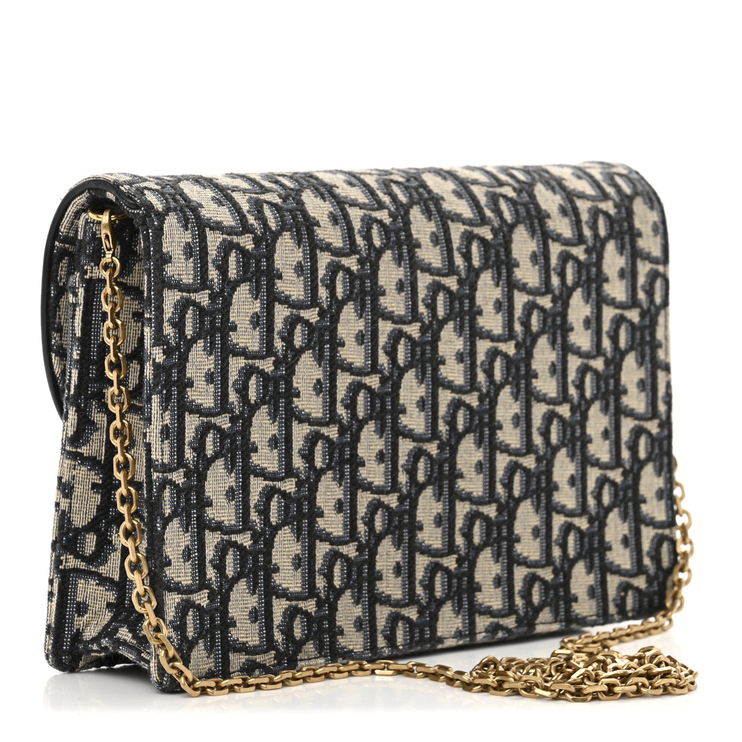 Christian Dior Oblique Saddle Chain Pouch Blue 3 of 12