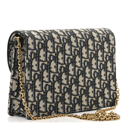 Christian Dior Oblique Saddle Chain Pouch Blue 3 of 12