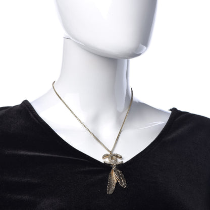 Chanel CC Leaf Pendant Necklace Gold 2 of 6