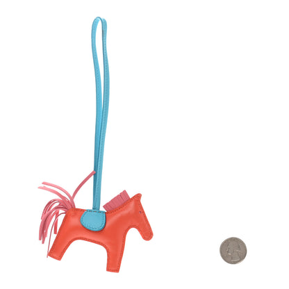 Hermes Milo Lambskin Grigri Rodeo Horse Bag Charm PM Orange Poppy Rose Azalee Bleu Azteque 2 of 5