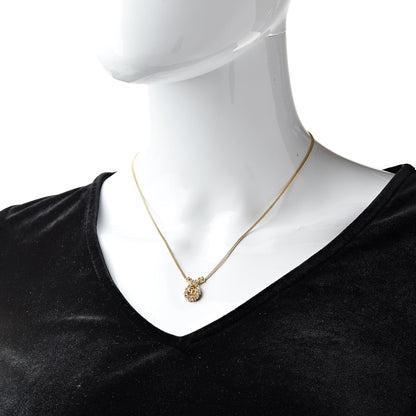 Christian Dior Crystal Logo Necklace Gold 2 of 5