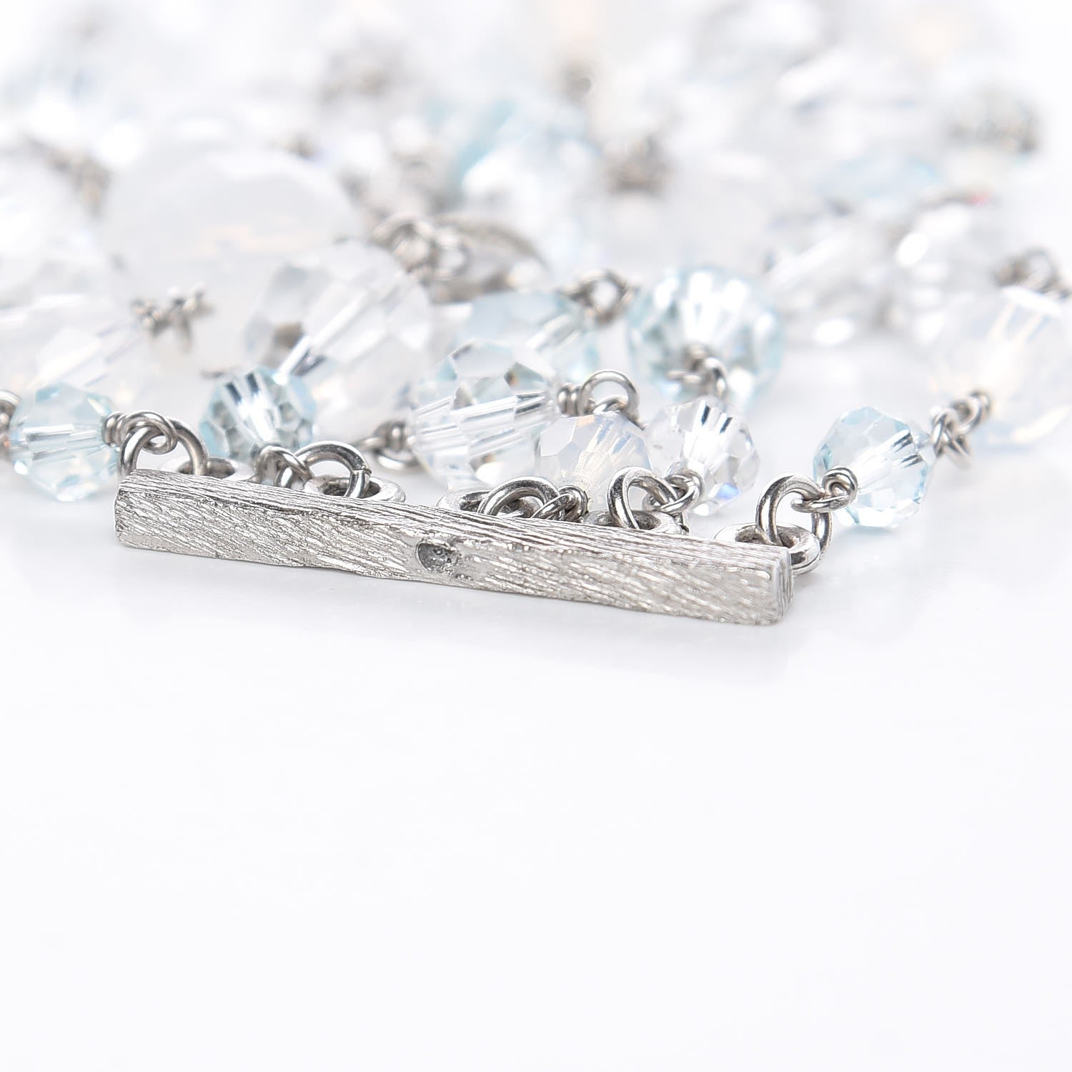 Chanel Multi Strand CC Necklace Silver Blue 5 of 6