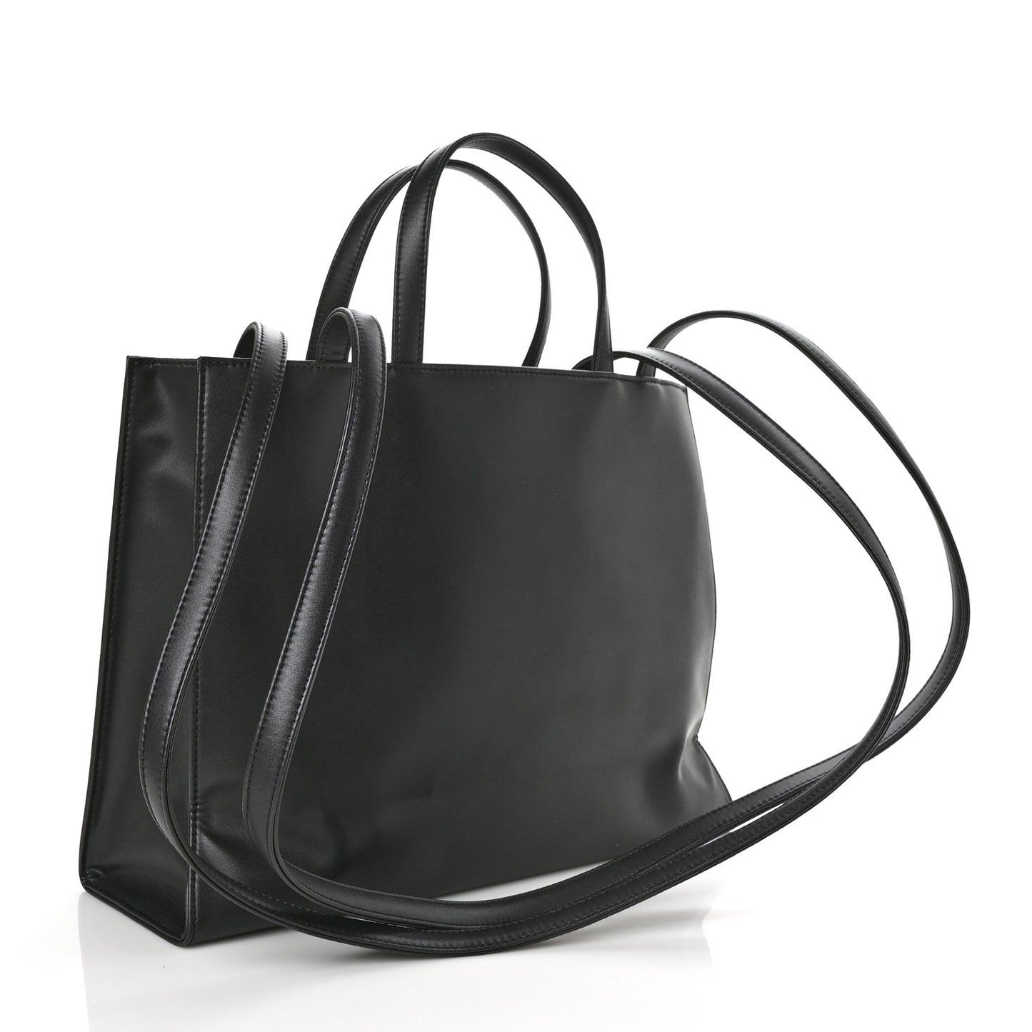 Vegan Leather Medium Shopping Bag Black