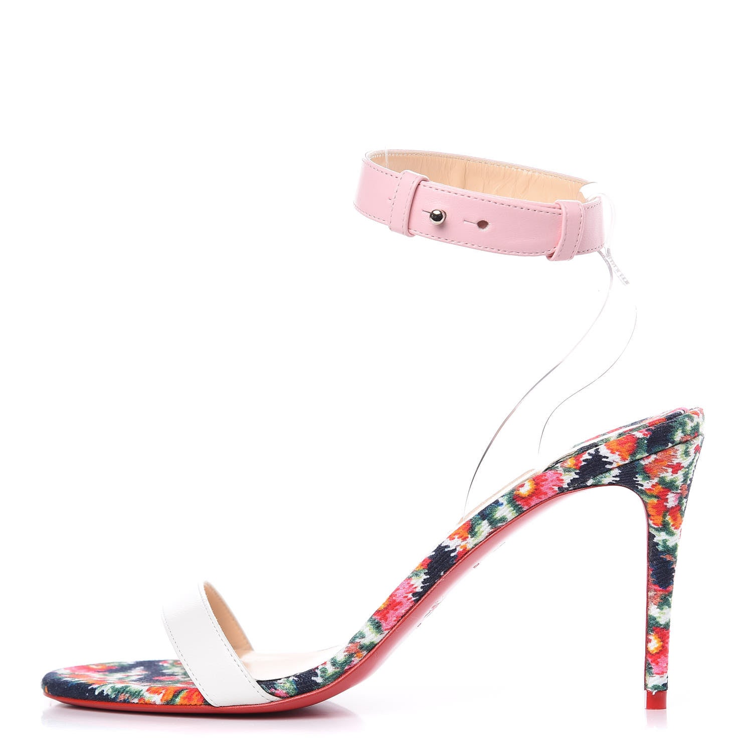 Christian Louboutin Denim PVC Jonatina 85 Sandals 36.5 Multi Transparent 1 of 9