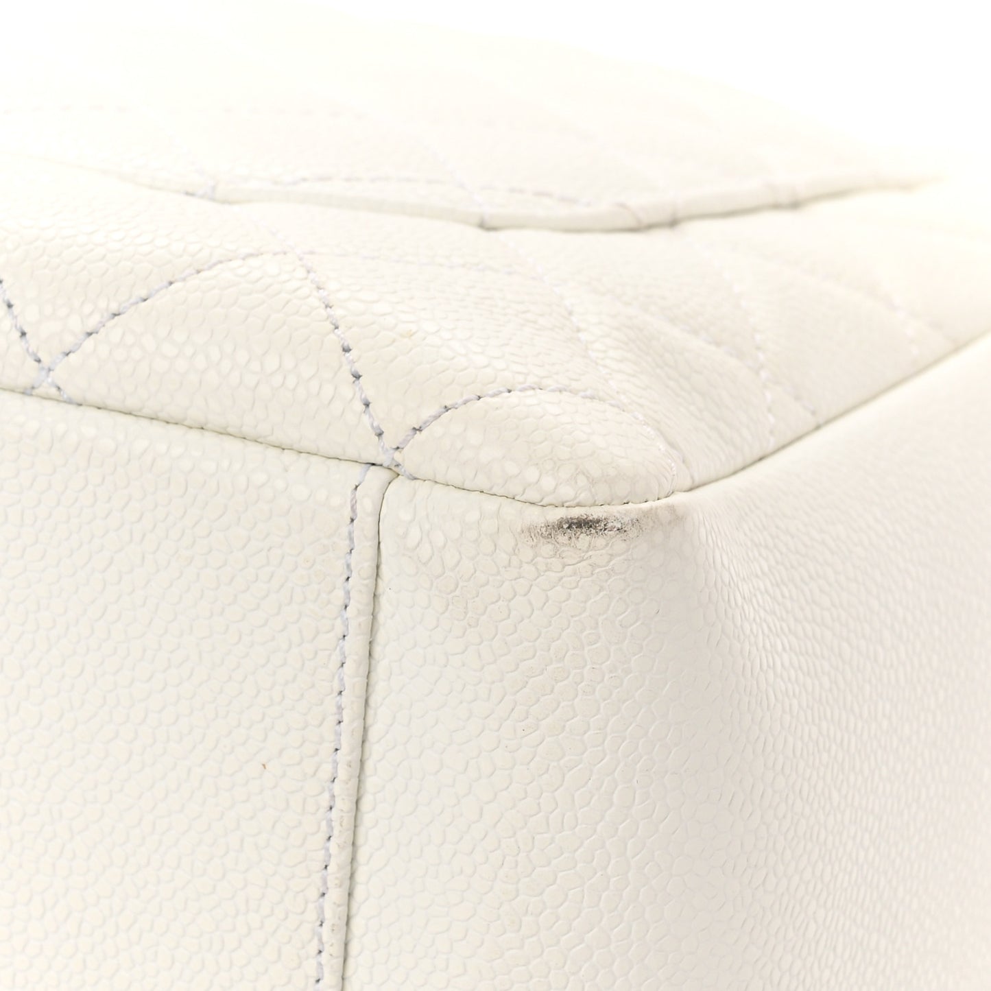 Caviar Quilted Grand Shopping Tote GST White
