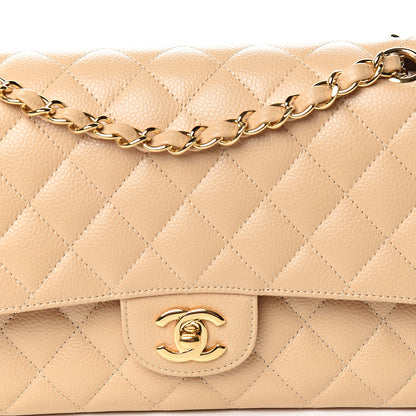 Chanel Caviar Quilted Medium Double Flap Beige 9 of 10