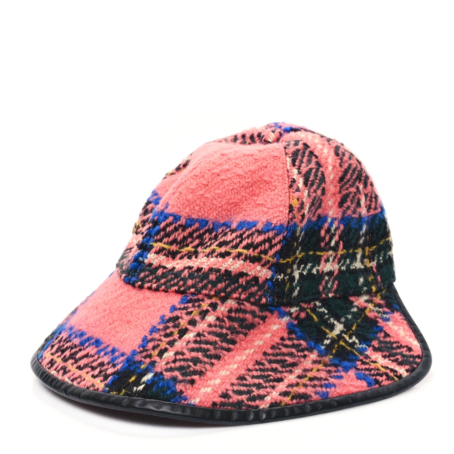 Wool Tweed Wide Brim Hat L Blue Pink Black