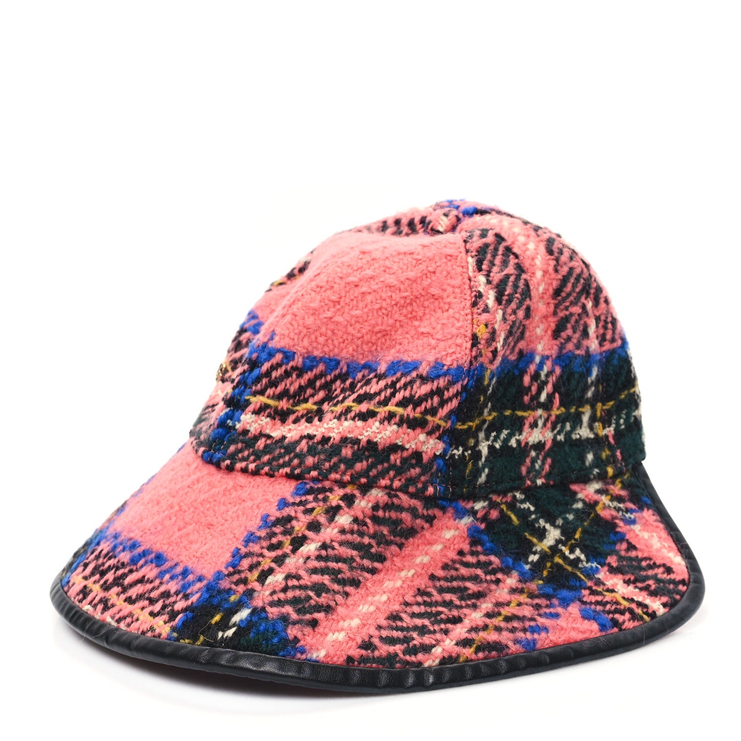 Gucci Wool Tweed Wide Brim Hat L Blue Pink Black 1 of 10