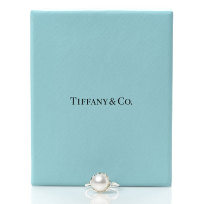 Tiffany Sterling Silver Freshwater Pearl Paloma Picasso Olive Leaf Ring 50 5.5 6 of 6