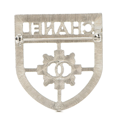Chanel Swarovski Baguette Crystal CC Shield Brooch Silver 3 of 5