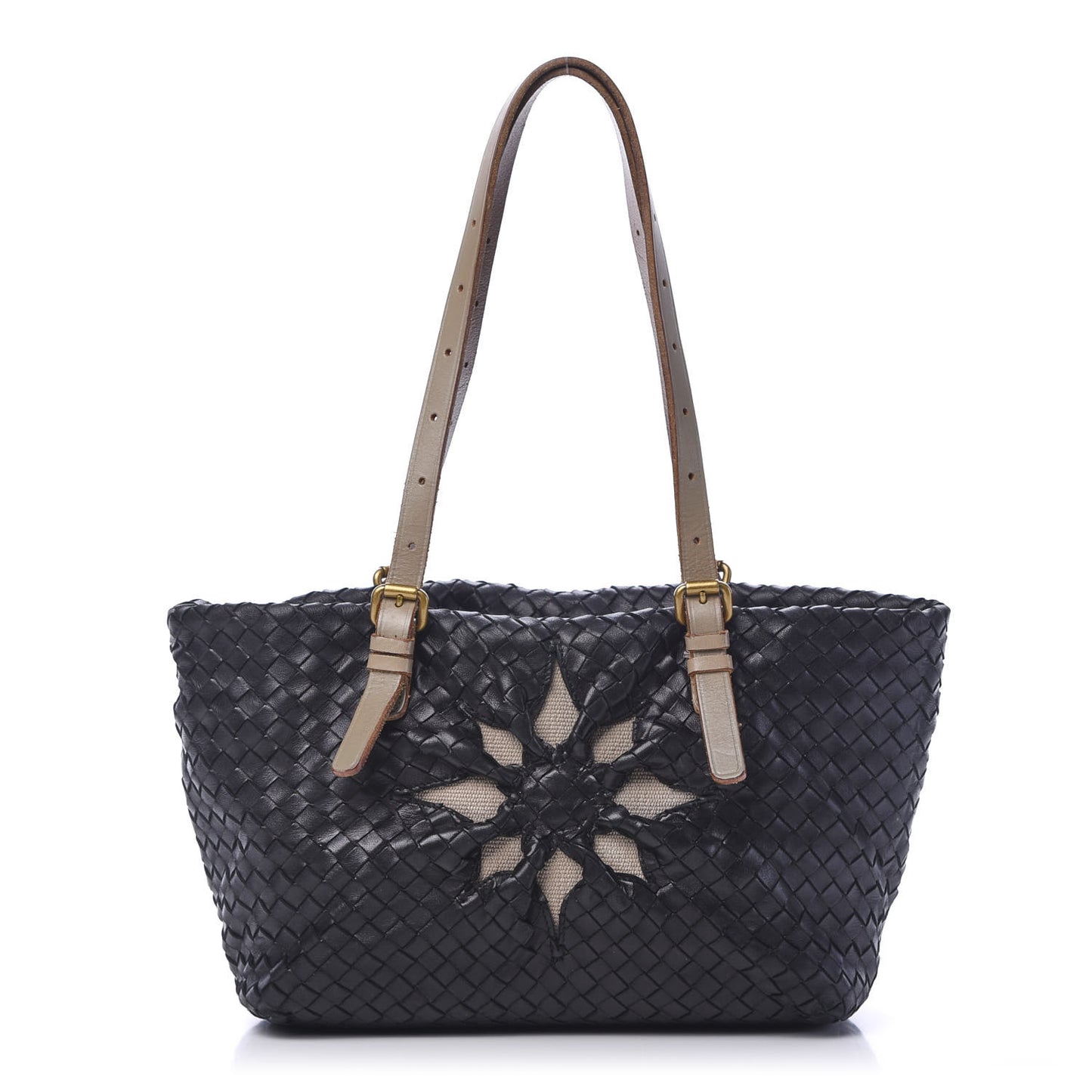 Nappa Intrecciato Mini Marquise Flower Tote Black