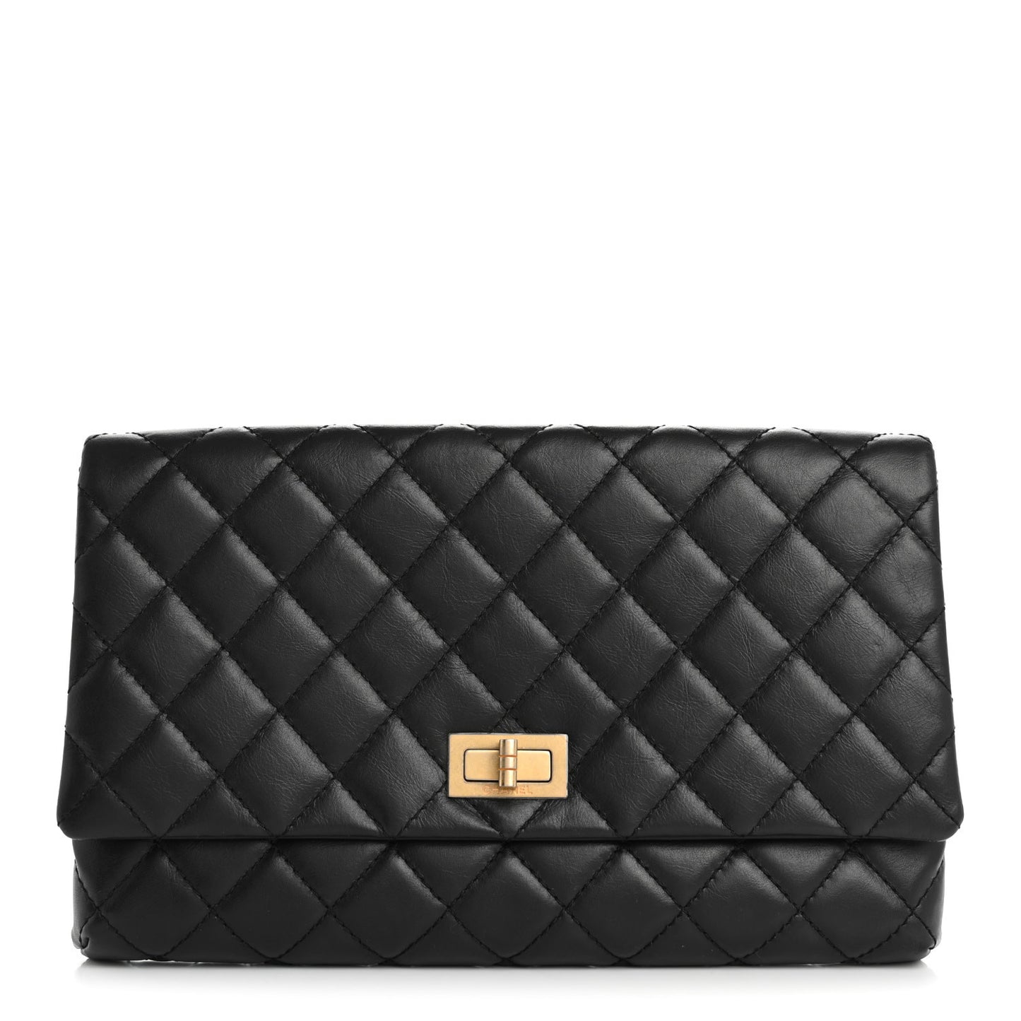 Aged Calfskin Quilted Reissue 2.55 Clutch Black